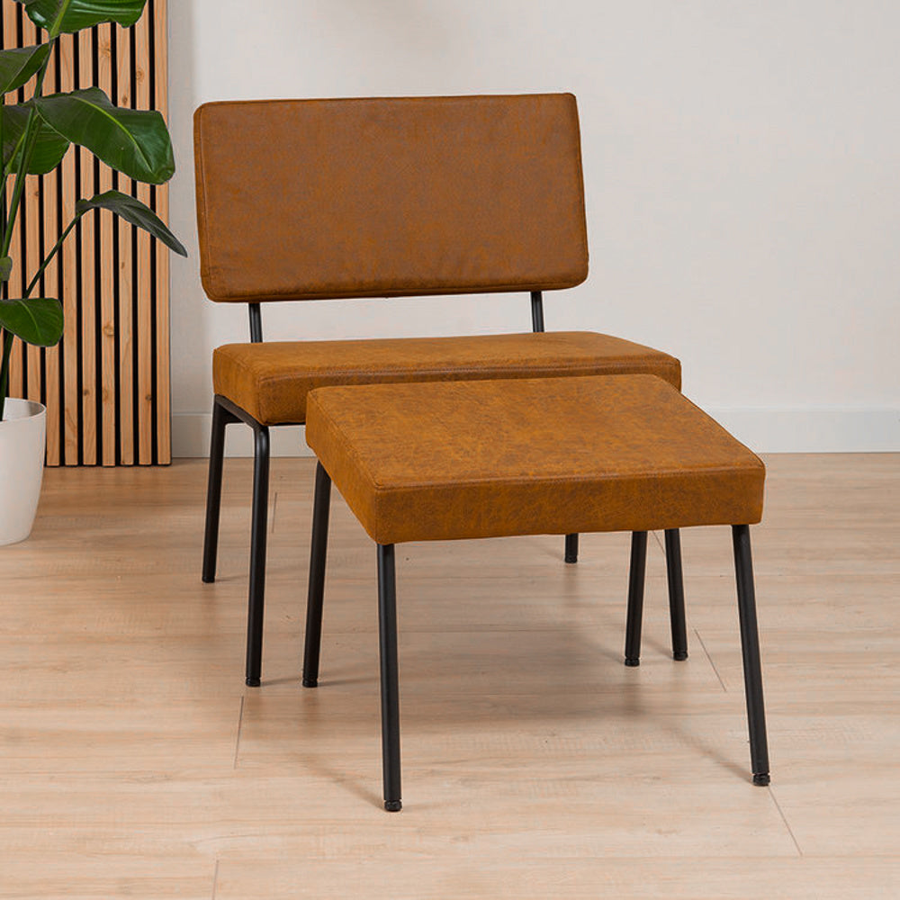 Industrial armchair Espen cognac eco-leather - image 1