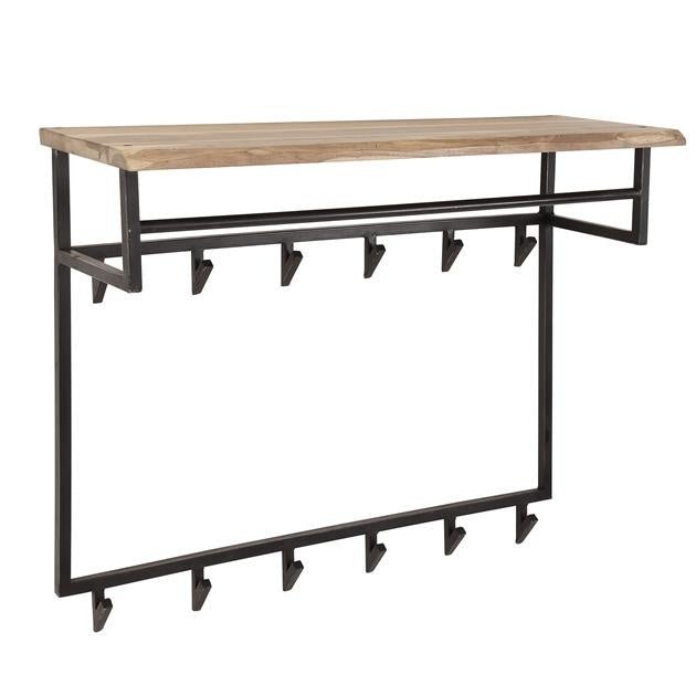 Coat rack Teun DH Interior Acacia LxWxH 102x84x35 Acacia wood White photo diagonal front view