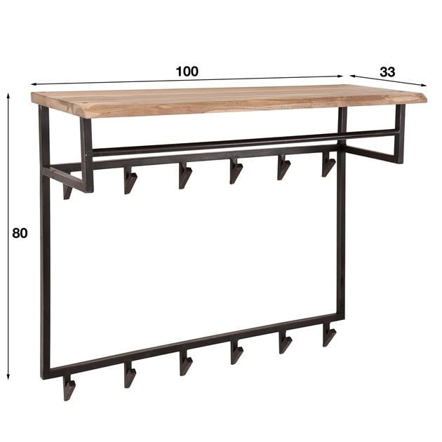 Coat rack Teun DH Interior Acacia LxWxH 102x84x35 Acacia wood White photo size indication