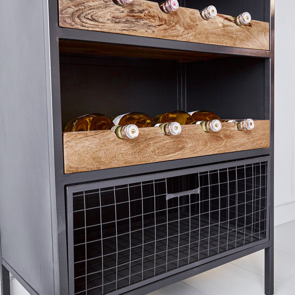 Wine cabinet Nero Dimehouse Brown LxWxH 183x72x42 Mango wood Atmospheric photo detail