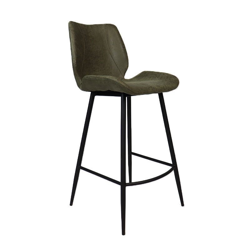 Industrial bar stool Barrel olive green eco-leather 69 cm - image 7