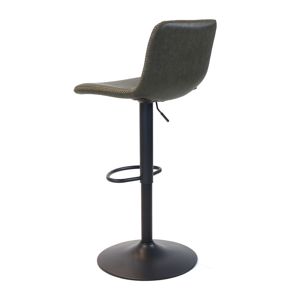 Industrial Bar Stool Texas rotatable eco-leather olive green 60-76cm 45 cm wide