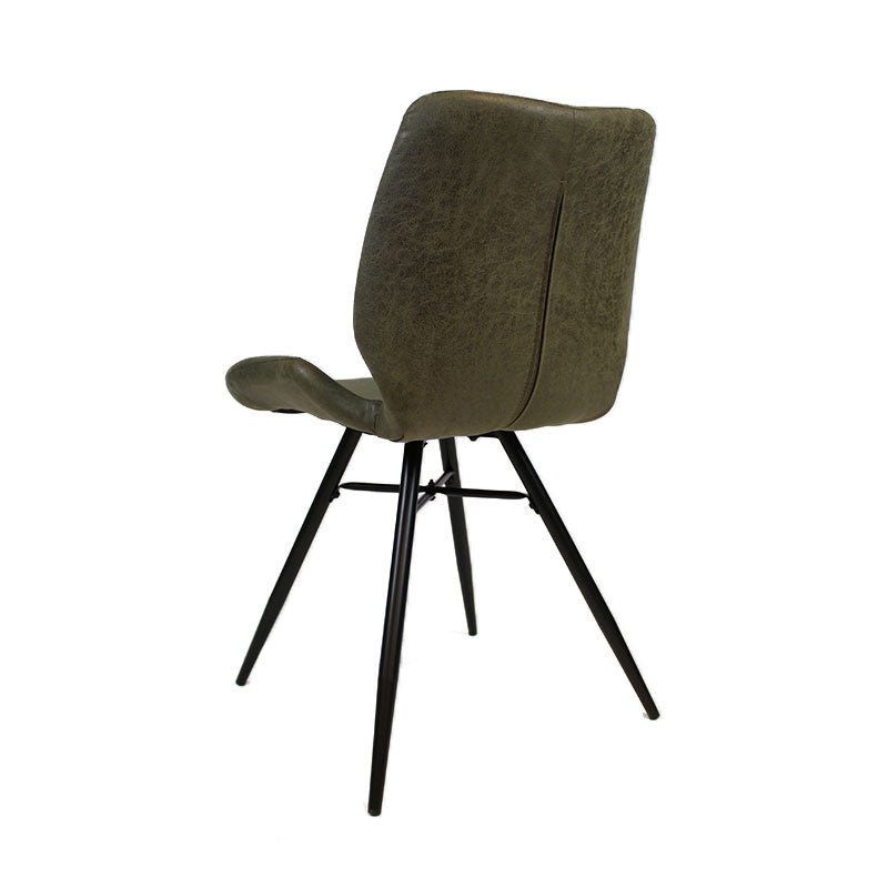 Industrial dining room chair Barrel olive green eco-leather - image 7