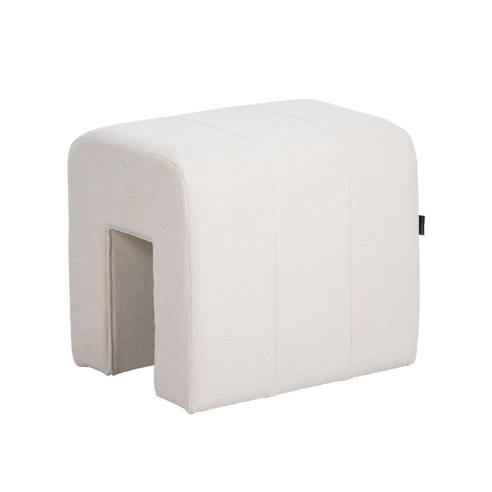 Modular stool Seth chenille off white Recycled polyester
