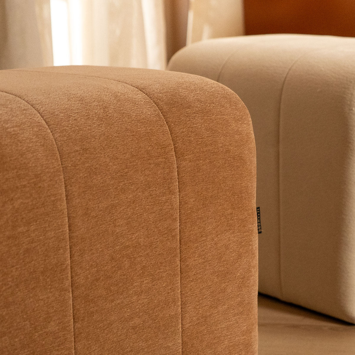 Modular stool Seth chenille terracotta Recycled polyester