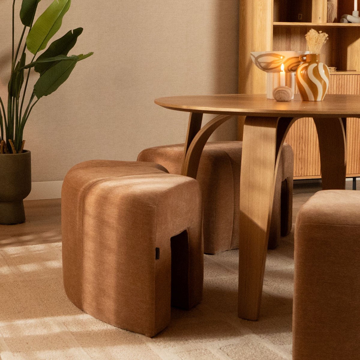 Modulaire hoekhocker Seth chenille terracotta