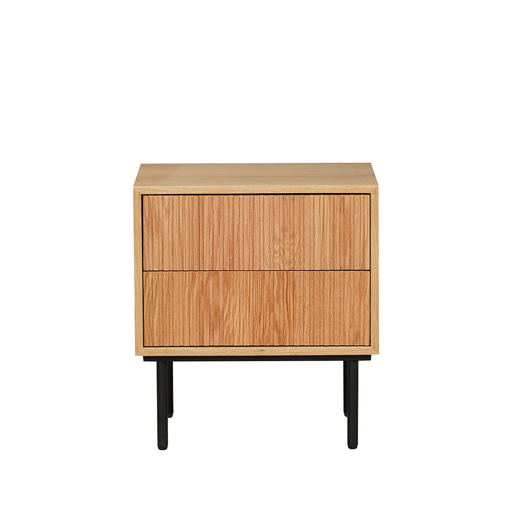 Yoka bedside table in white oak with Rubberwood drawers