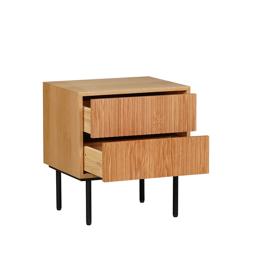 Yoka bedside table in white oak with Rubberwood drawers