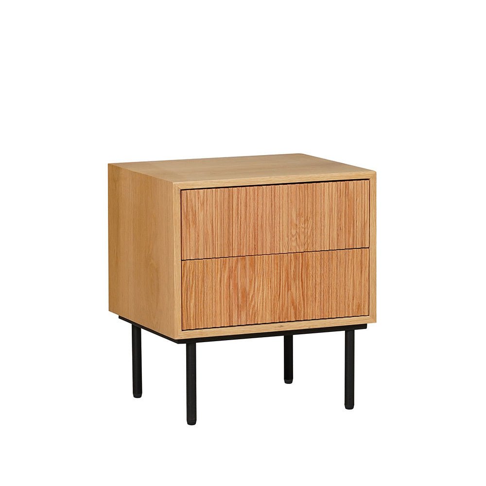 Yoka bedside table in white oak with Rubberwood drawers