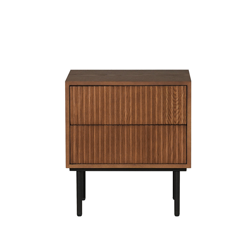 Yoka rustic oak bedside table with Rubberwood drawers