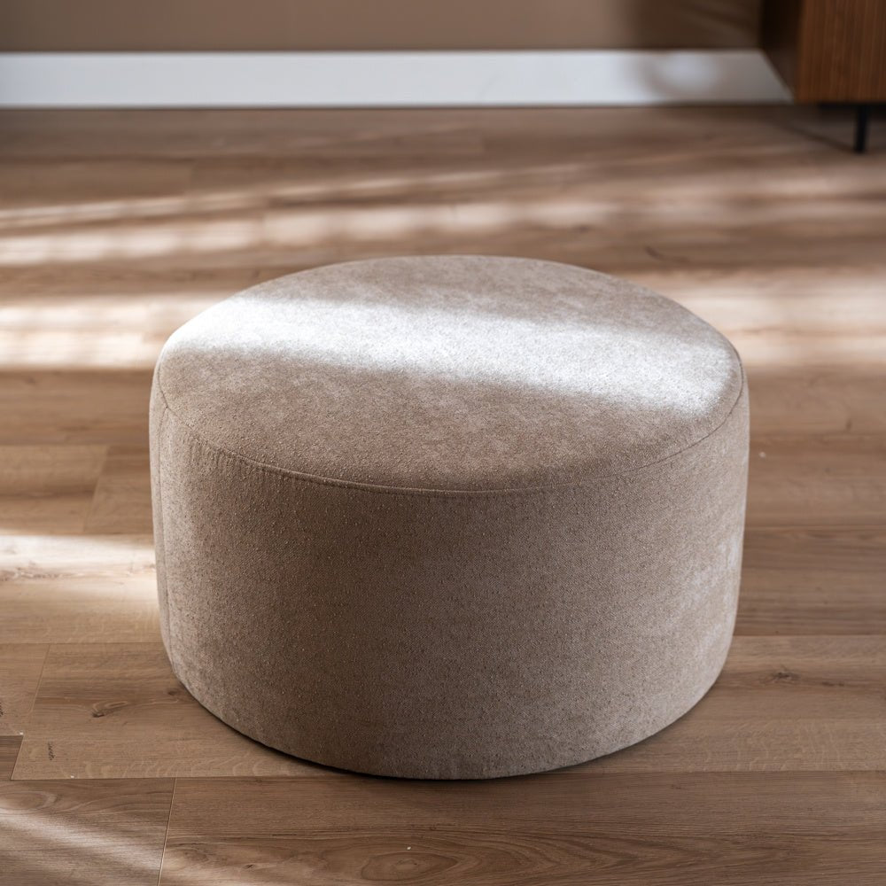 Poef Blair rond chenille beige ø70 cm