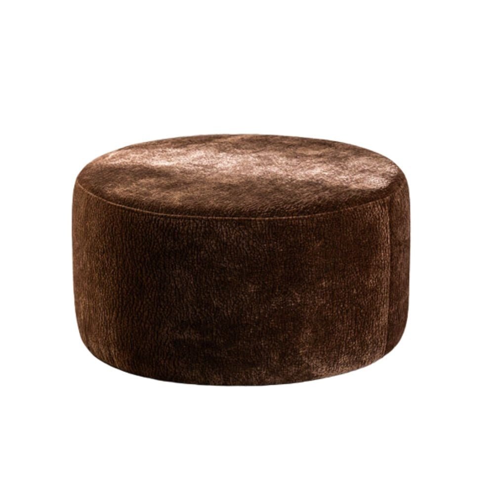 Poef Chloe rond chenille chocolate brown ø70 cm Bruin