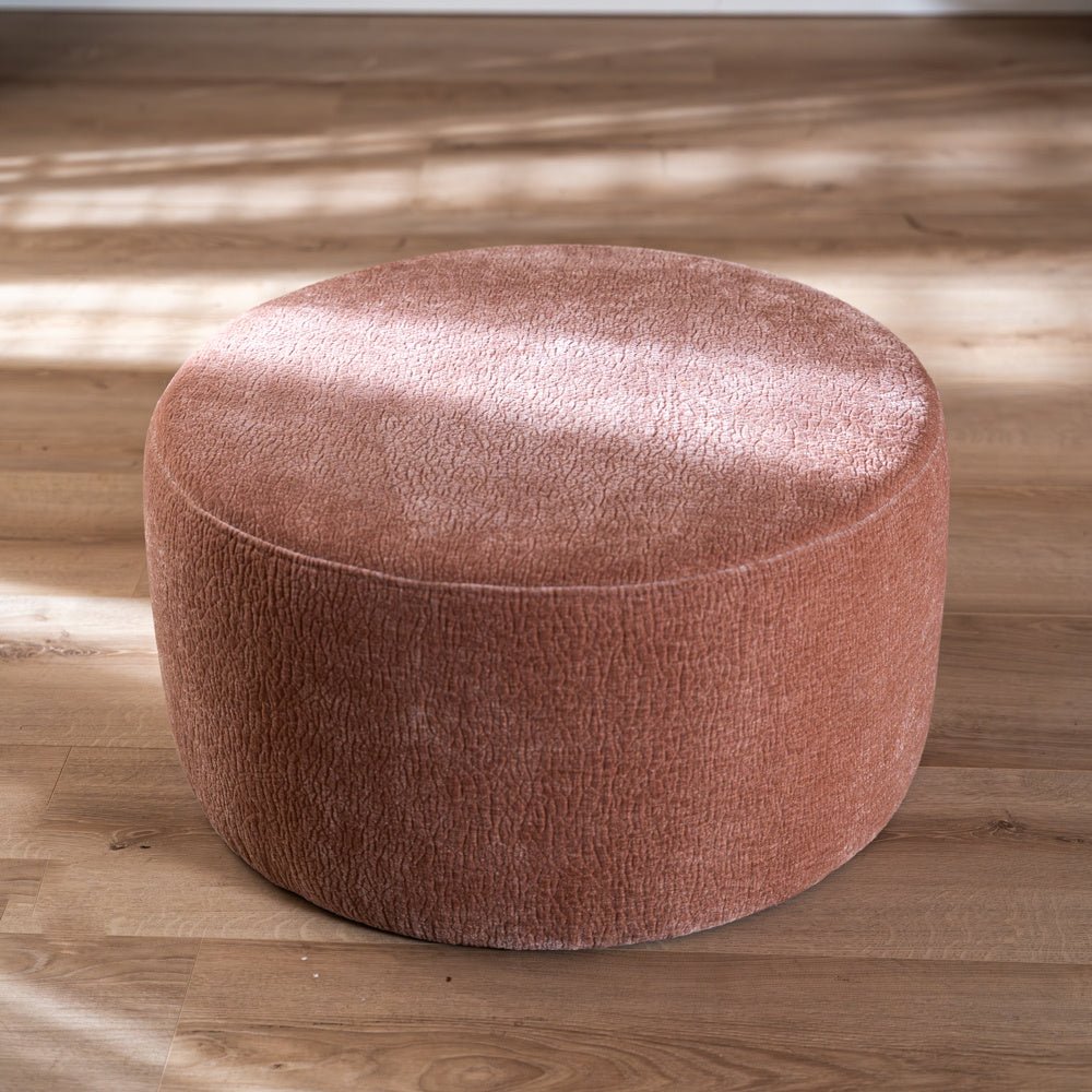 Poef Chloe rond chenille roze ø70 cm