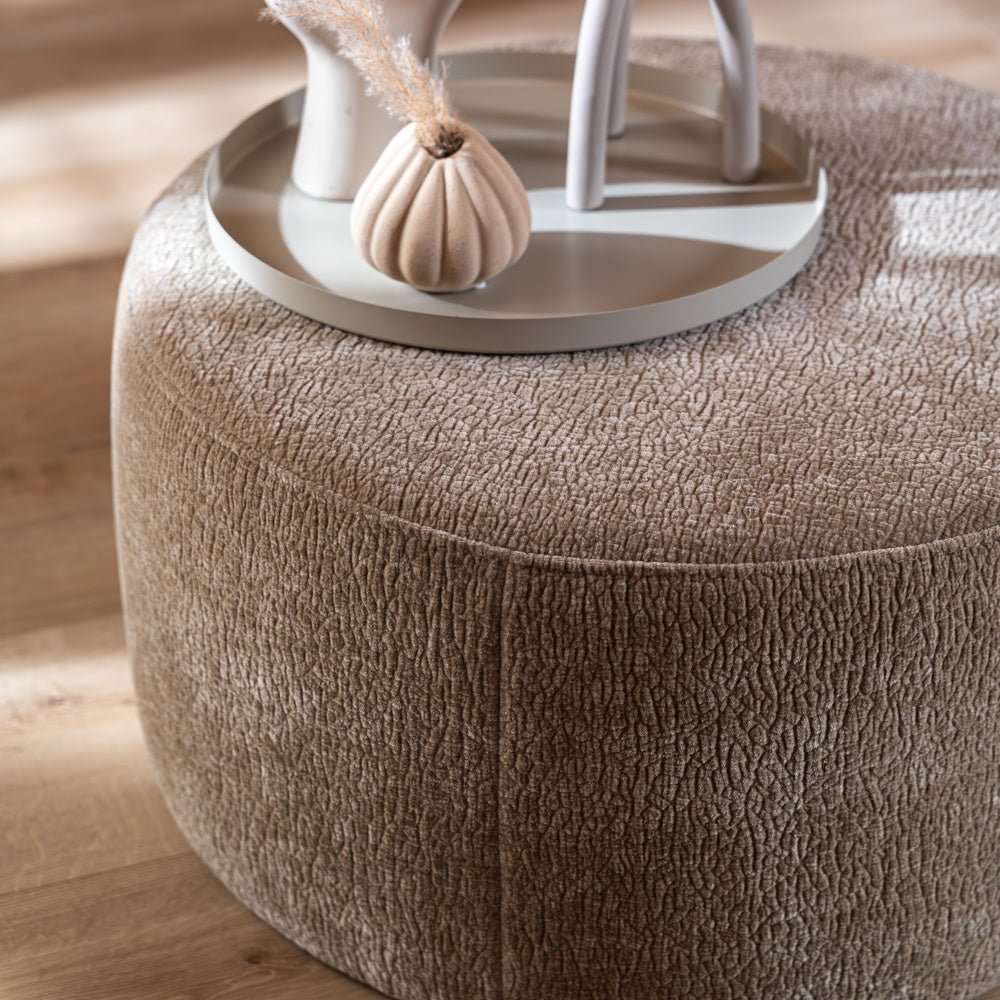 Poef Chloe rond chenille taupe ø70 cm