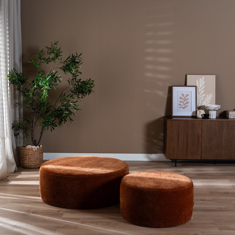 Poef Chloe rond chenille terracotta ø70 cm