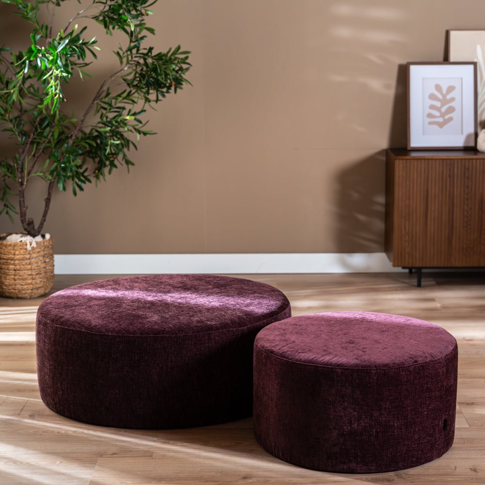 Poef Elle rond chenille paars ø70 cm
