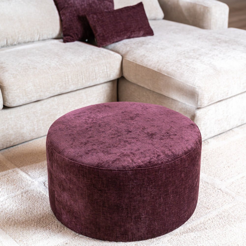Poef Elle rond chenille paars ø70 cm