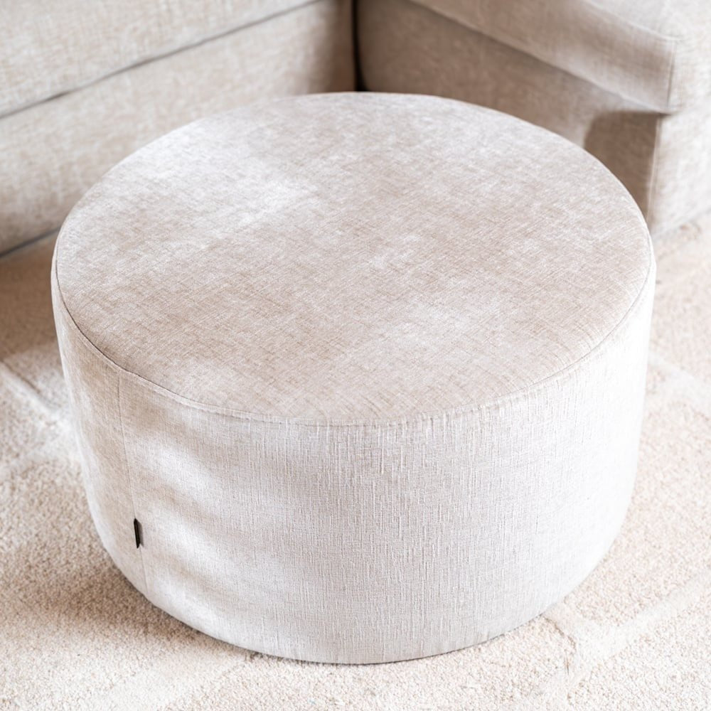 Poef Elle rond chenille sand ø70 cm Beige