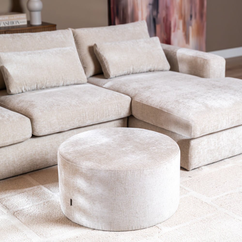 Poef Elle rond chenille sand ø70 cm Beige