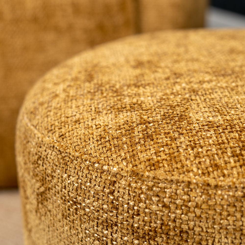 Pouf Feline chenille fabric ocher yellow Chenille, polyester