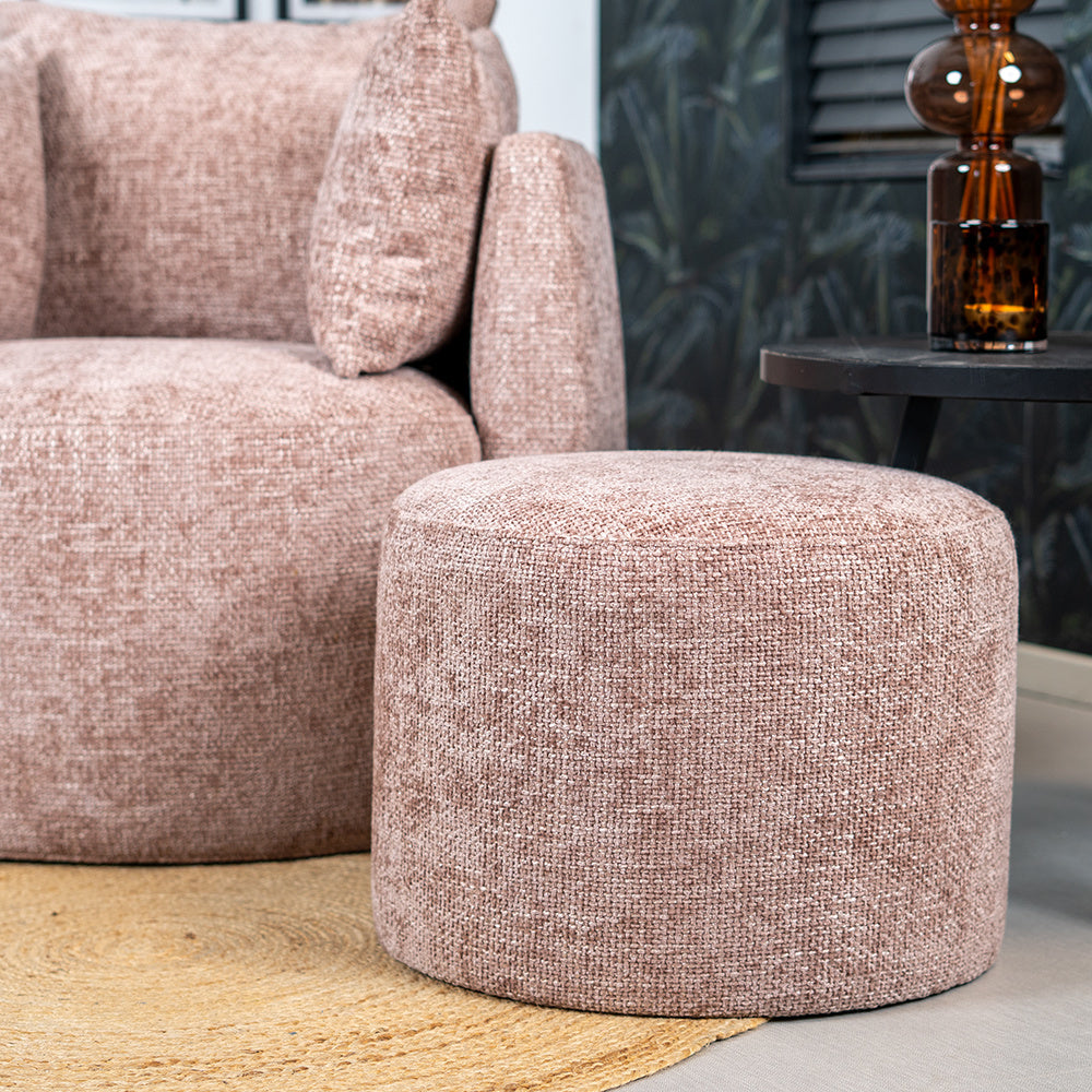 Pouf Feline chenille fabric pink Chenille, polyester