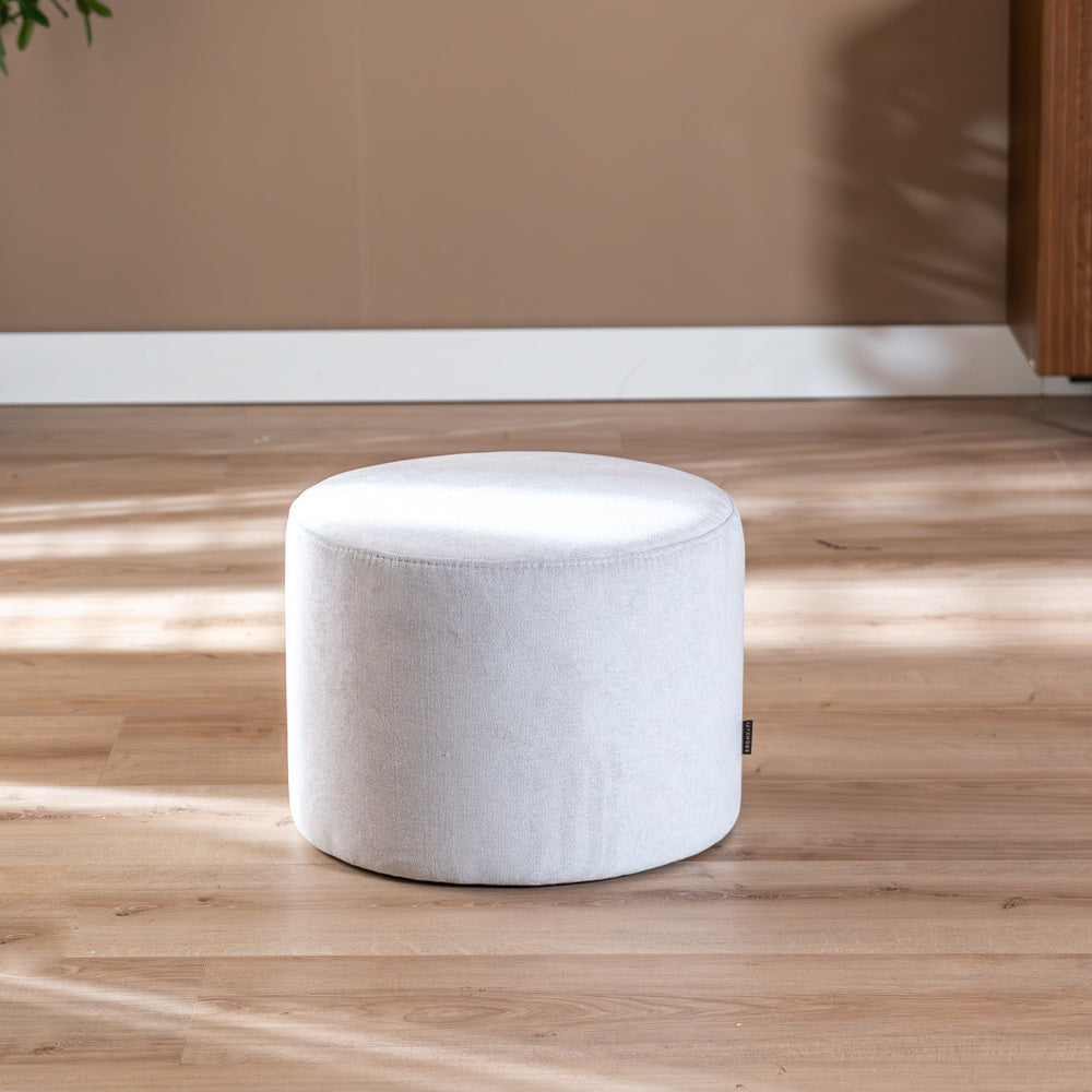 Pouf Scandinavian Myles fabric mixed white Polyester