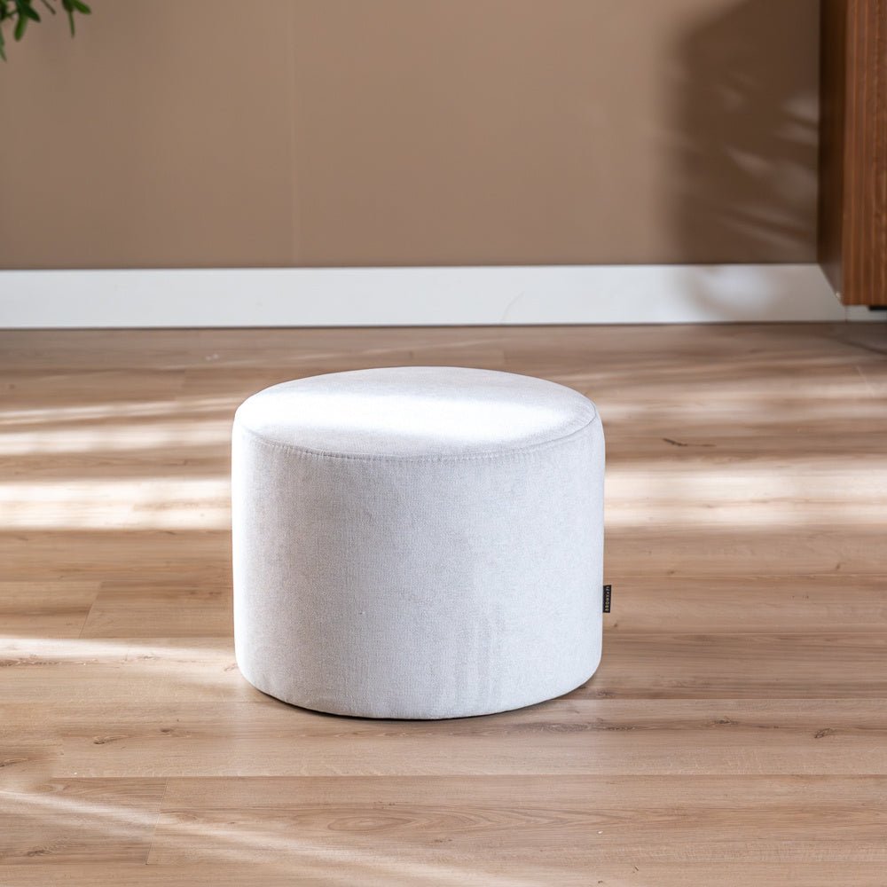 Pouf Scandinavian Myles fabric mixed white Polyester