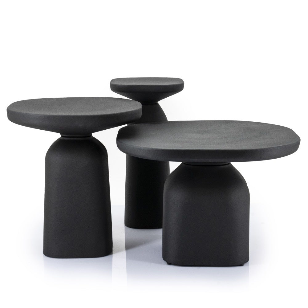 Design side table Melo black metal 54 cm high Aluminum