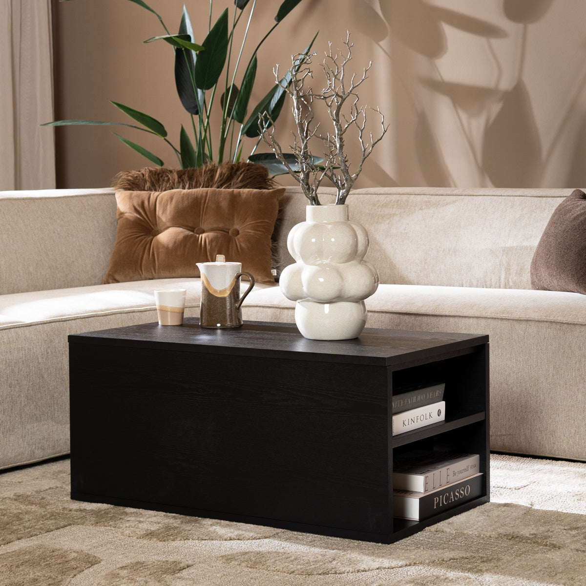 Side table Jaxx black oak 88x46 cm oak veneer