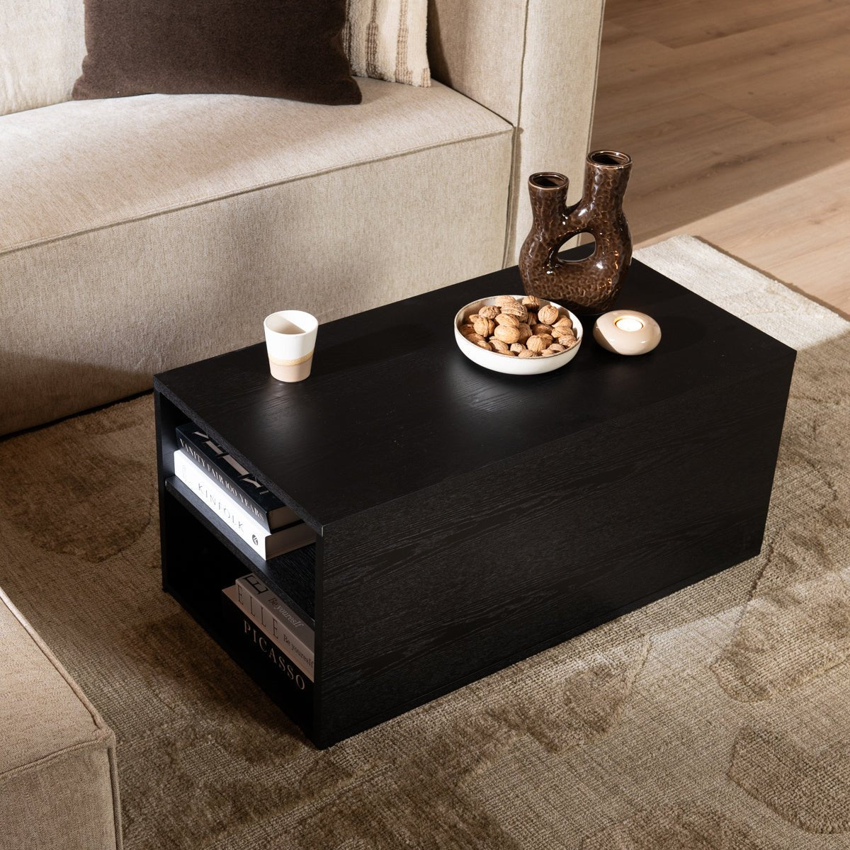 Side table Jaxx black oak 88x46 cm oak veneer