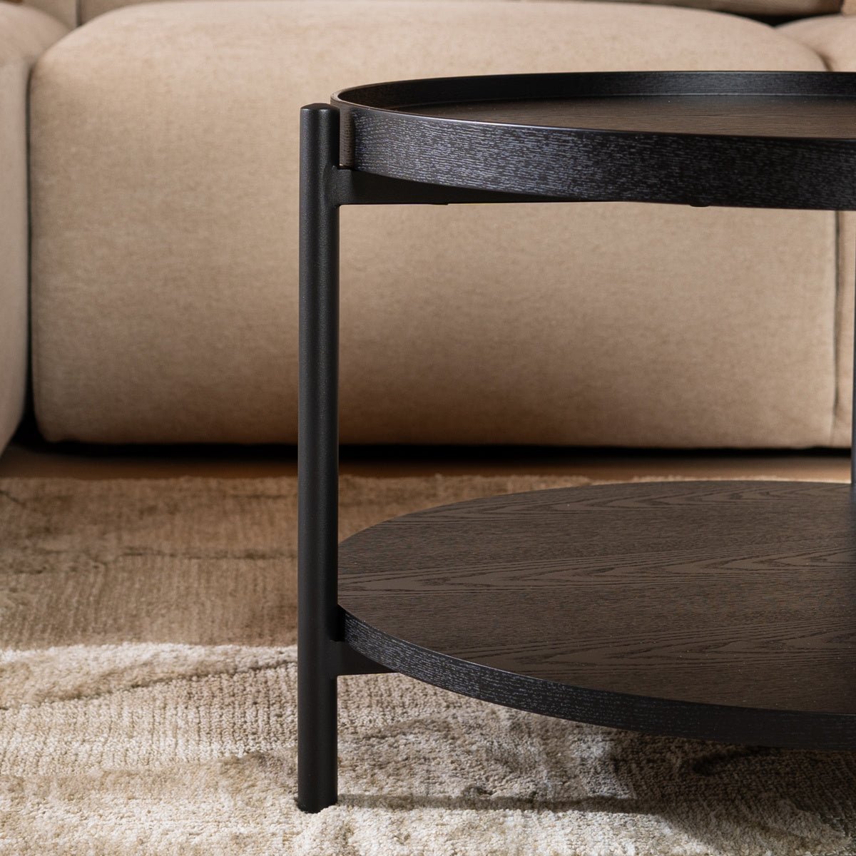 Coffee table Rio Ø58 cm black oak oak veneer