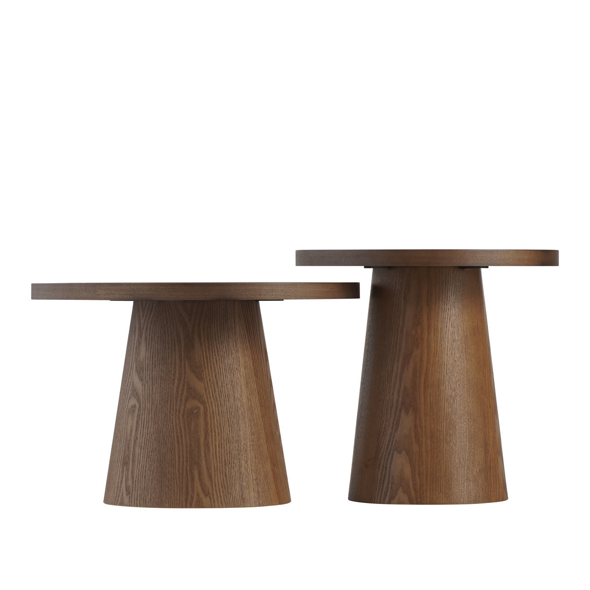 Coffee tables Mae set of 2 Ø50 and Ø62 cm travertine/rustic oak Oak veneer