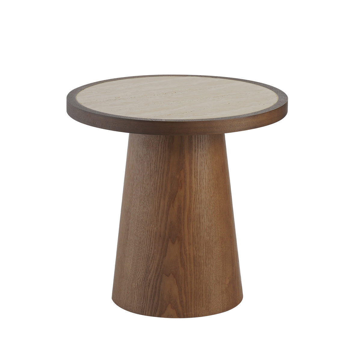 Coffee tables Mae set of 2 Ø50 and Ø62 cm travertine/rustic oak Oak veneer