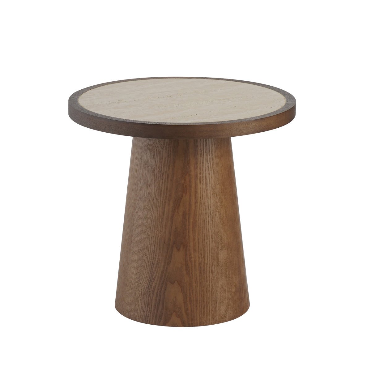 Coffee tables Mae set of 2 Ø50 and Ø62 cm travertine/rustic oak Oak veneer