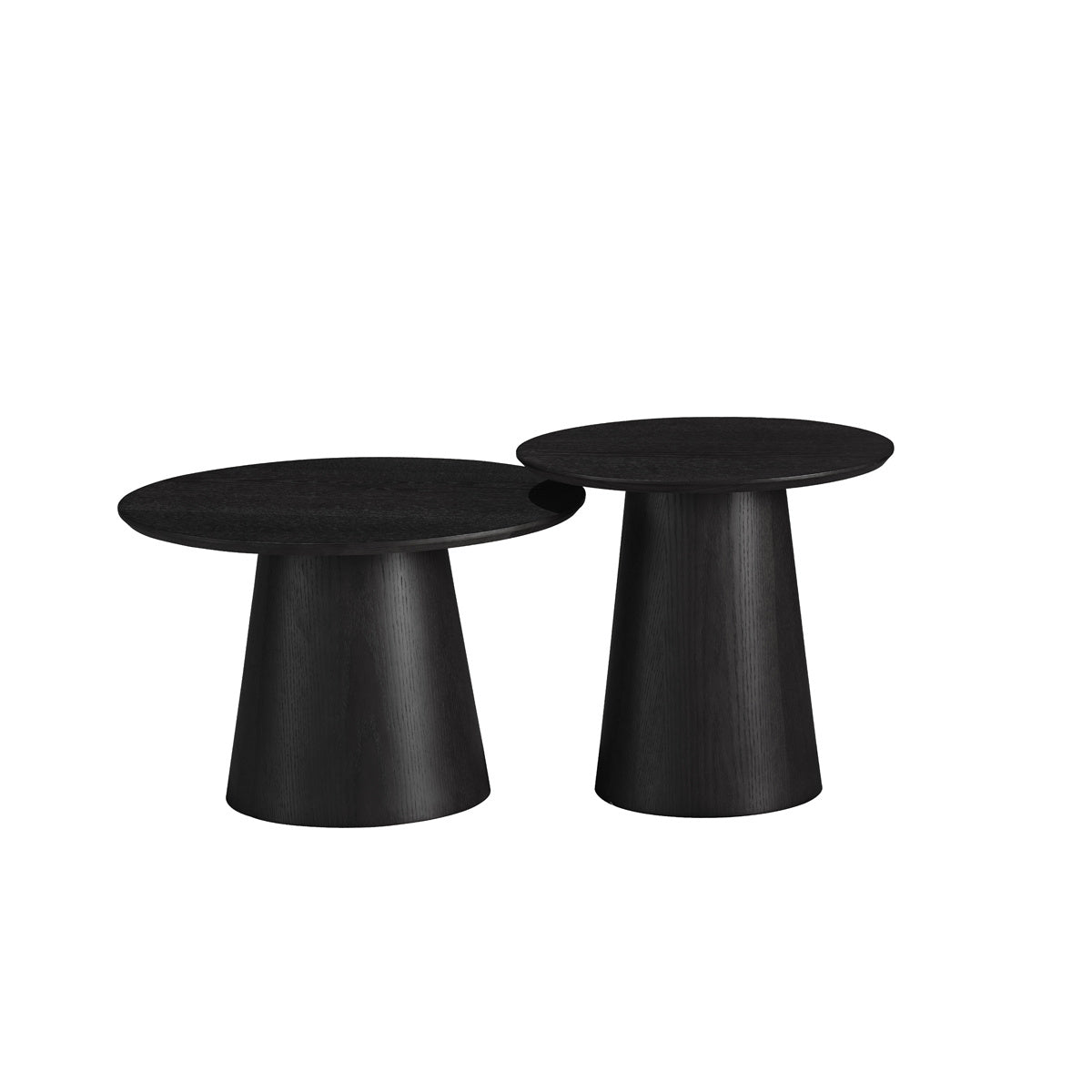 Coffee tables Ash set of 2 Ø50 and Ø62 cm black oak oak veneer