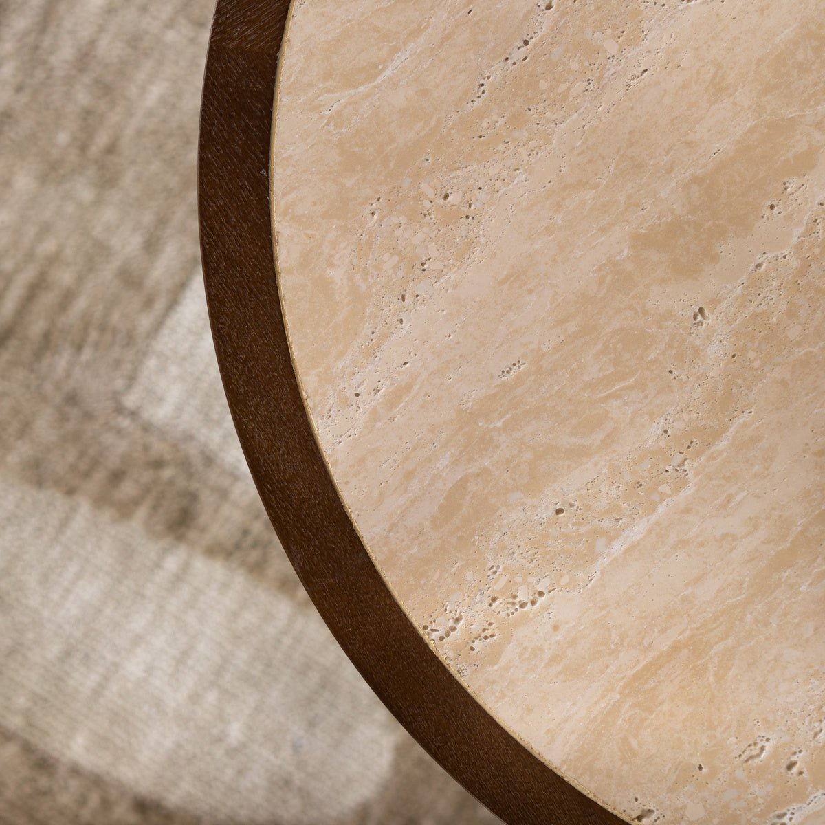 Coffee tables Mae set of 2 Ø50 and Ø62 cm travertine/rustic oak Oak veneer