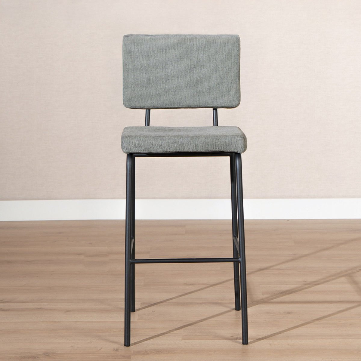 Scandinavian bar stool Aspen green recycled fabric 64-77 cm Recycled polyester 47 cm wide