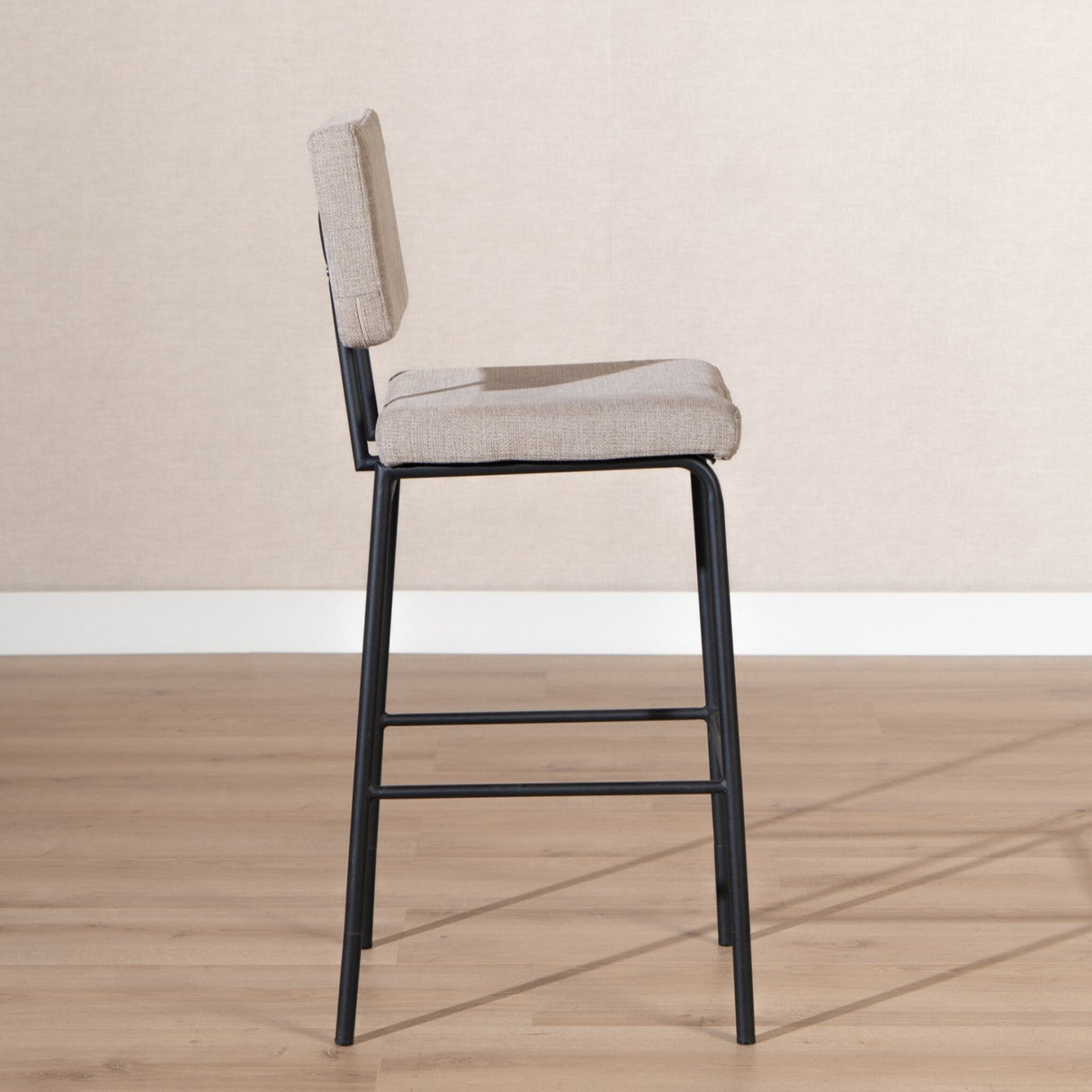 Scandinavian bar stool Espen taupe recycled fabric 64-77 cm Recycled polyester 47 cm wide