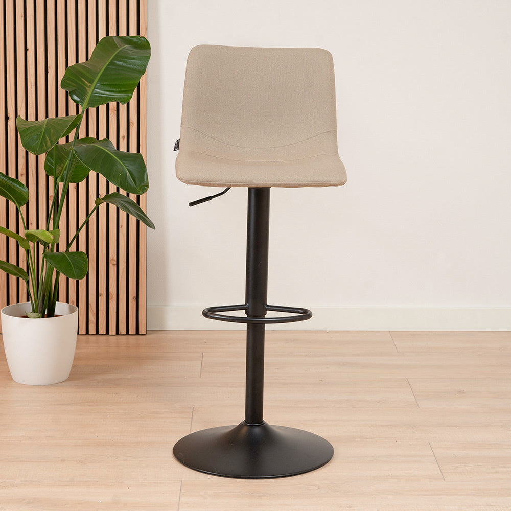 Scandinavian bar stool Eva swivel recycled fabric taupe 60-76 cm - image 2