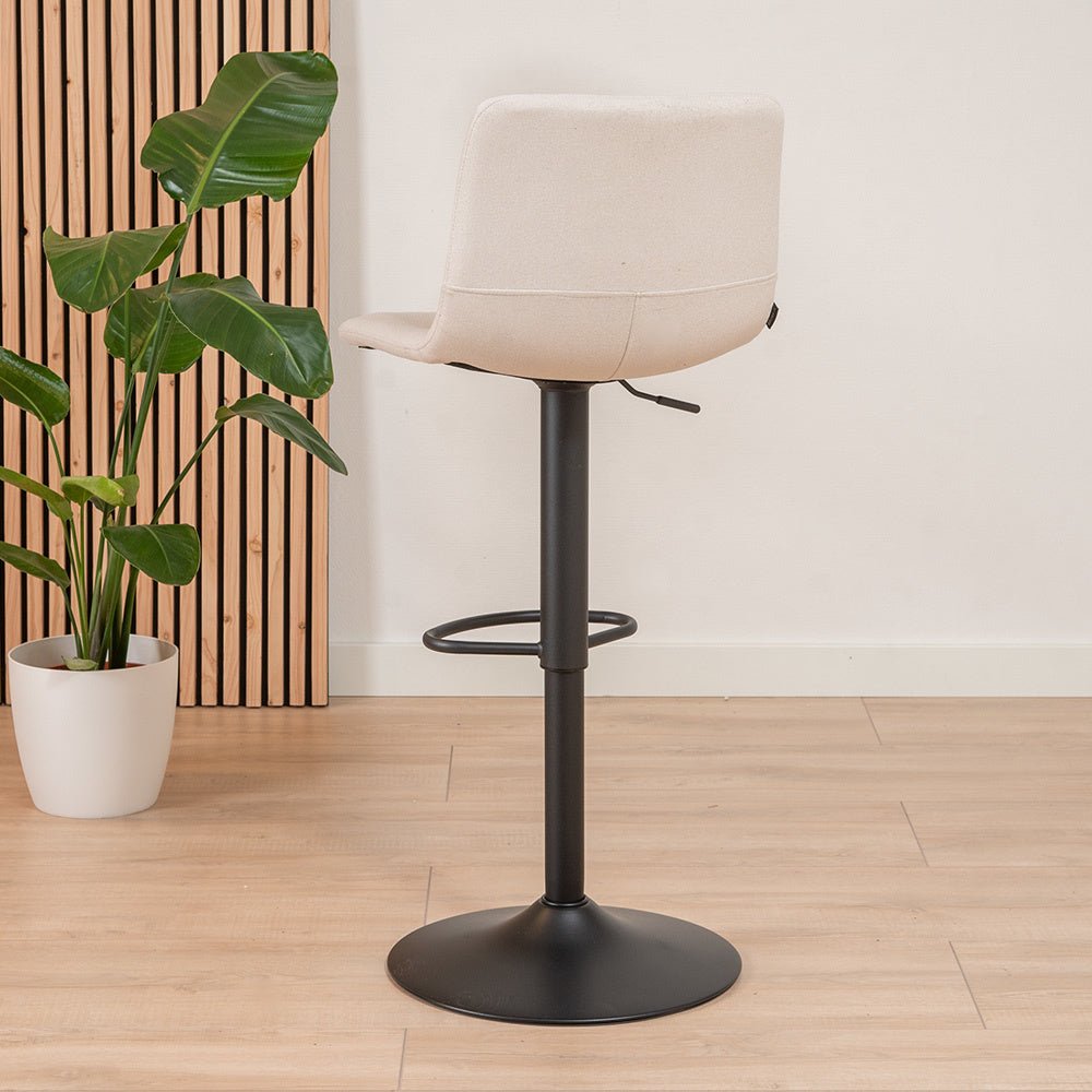 Scandinavian bar stool Eva swivel recycled fabric off white 60-76 cm - image 4