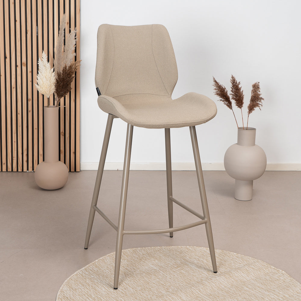 Scandinavian bar stool Jena taupe recycled fabric 69 cm - image 1