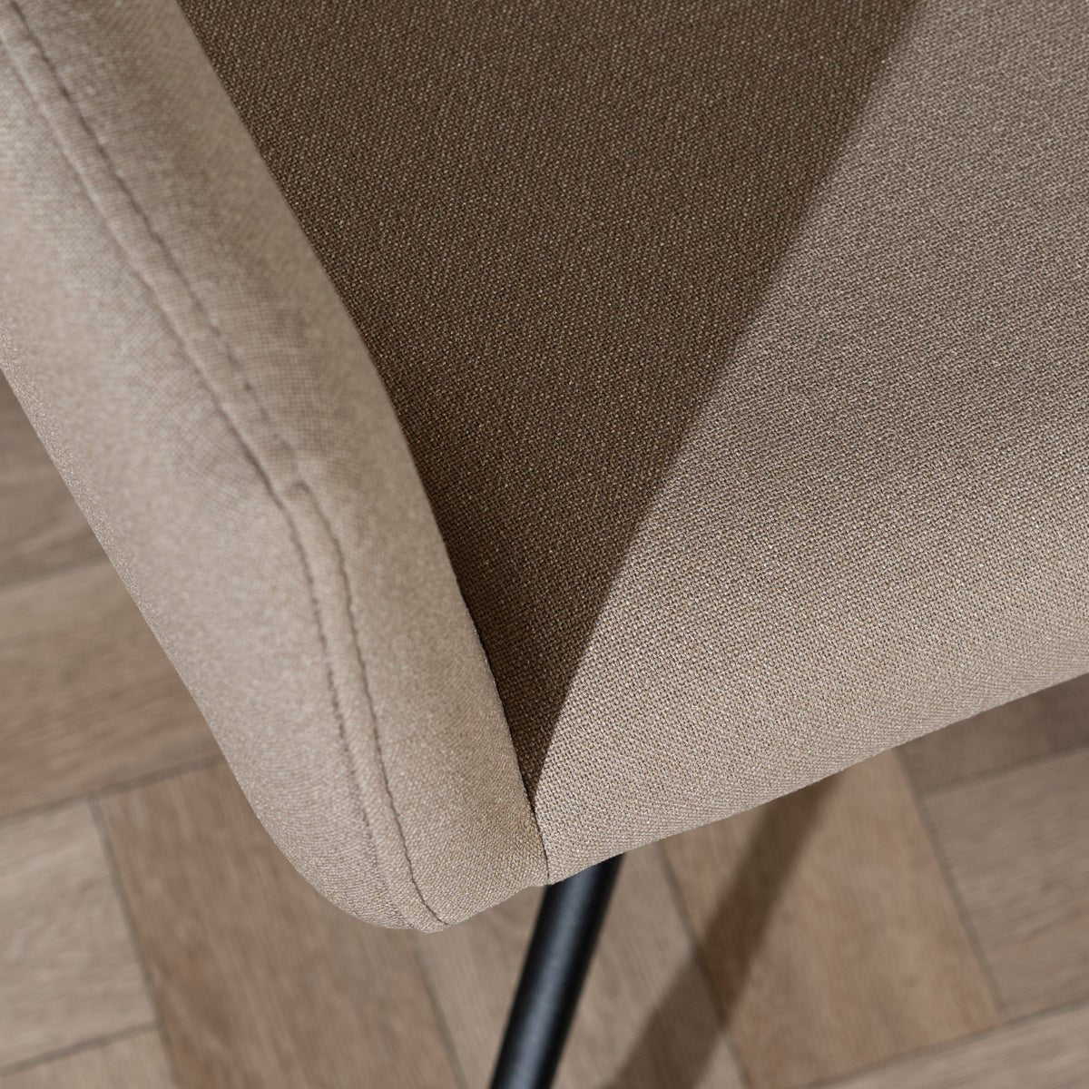 Scandinavian dining room chair on wheels Runa recycled fabric taupe - image 7