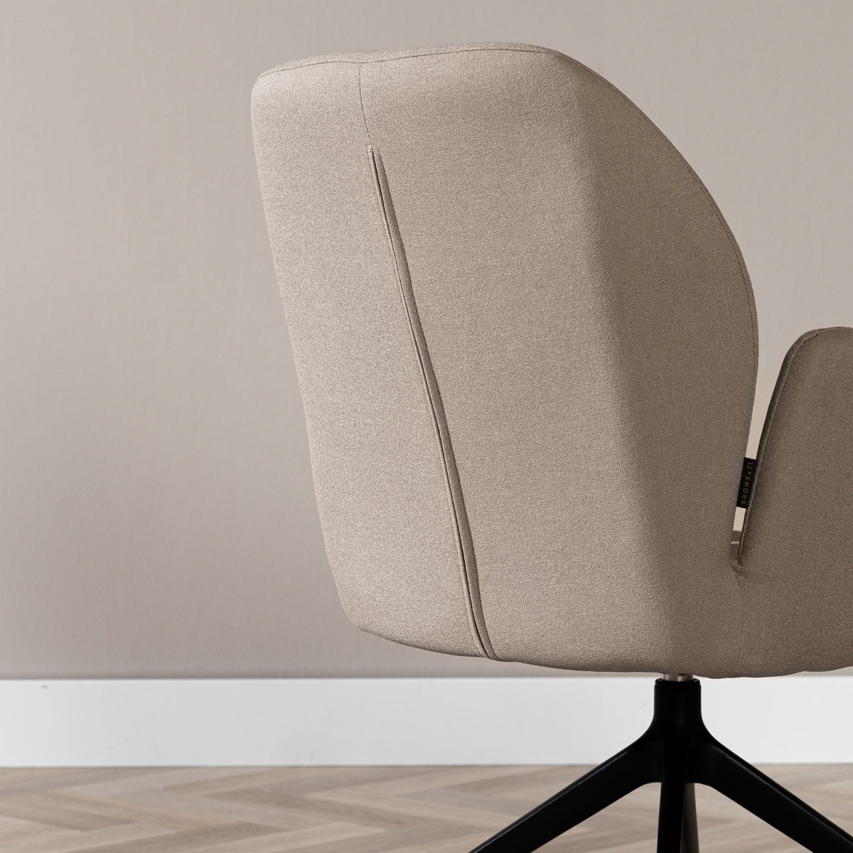 Scandinavian dining room chair on wheels Runa recycled fabric taupe - image 6