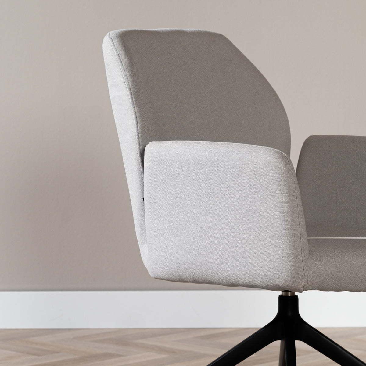 Scandinavian dining room chair on wheels Runa recycled fabric gray - image 4
