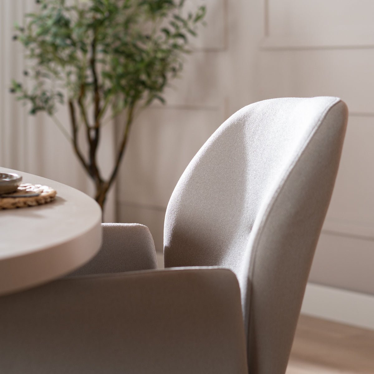 Scandinavian dining room chair on wheels Runa recycled fabric gray - image 10
