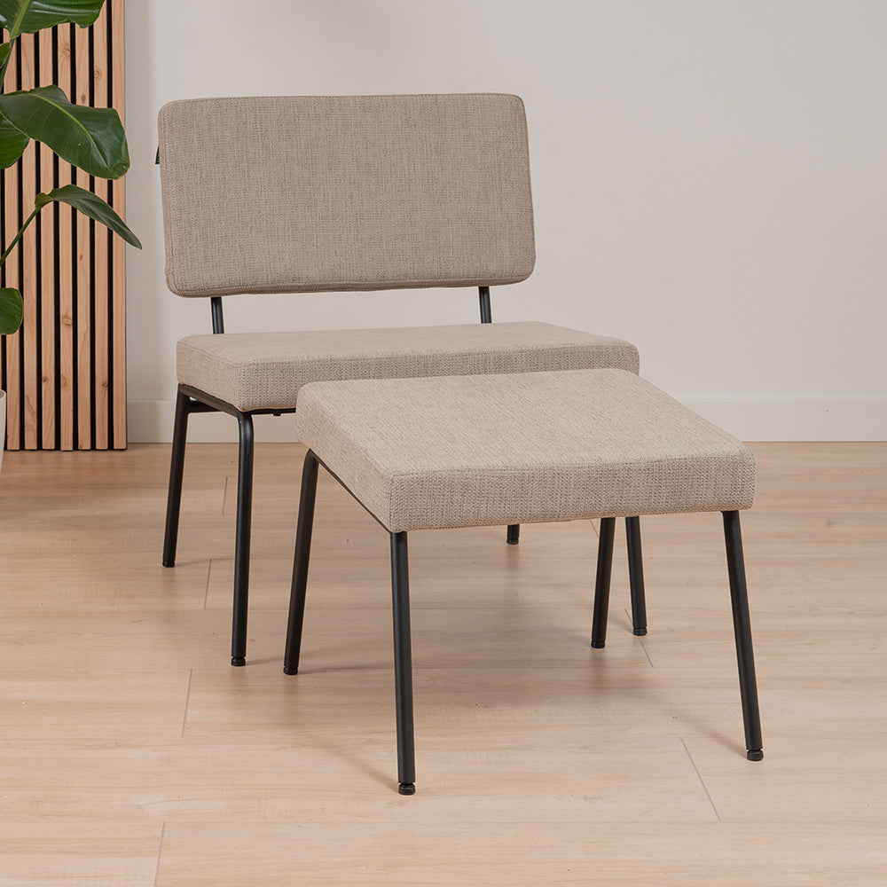 Scandinavian armchair Espen taupe recycled fabric - image 2