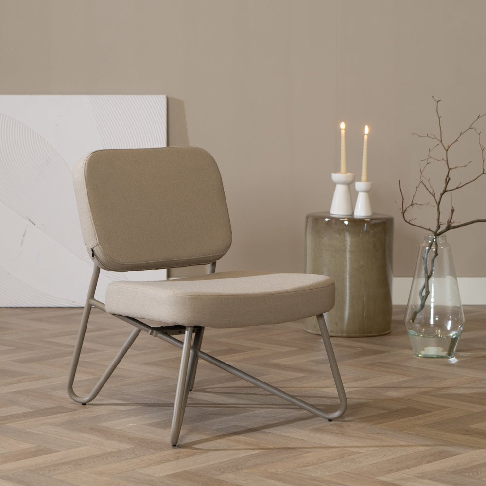 Scandinavian armchair Viggo taupe recycled fabric Recycled polyester