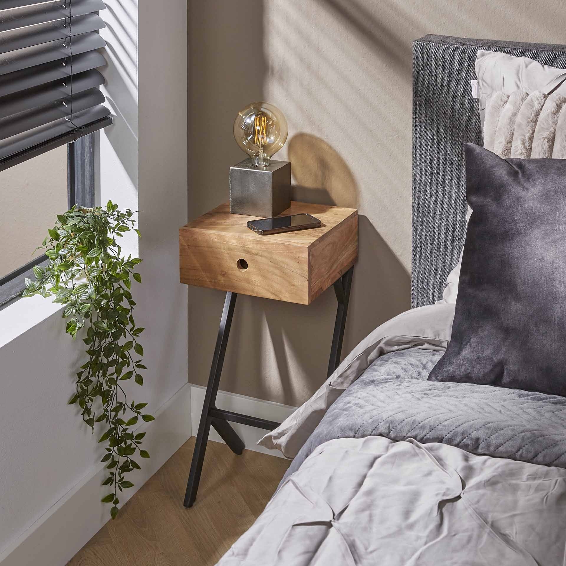 Nightstand Lennard Narrow Acacia Wood | Dimehouse