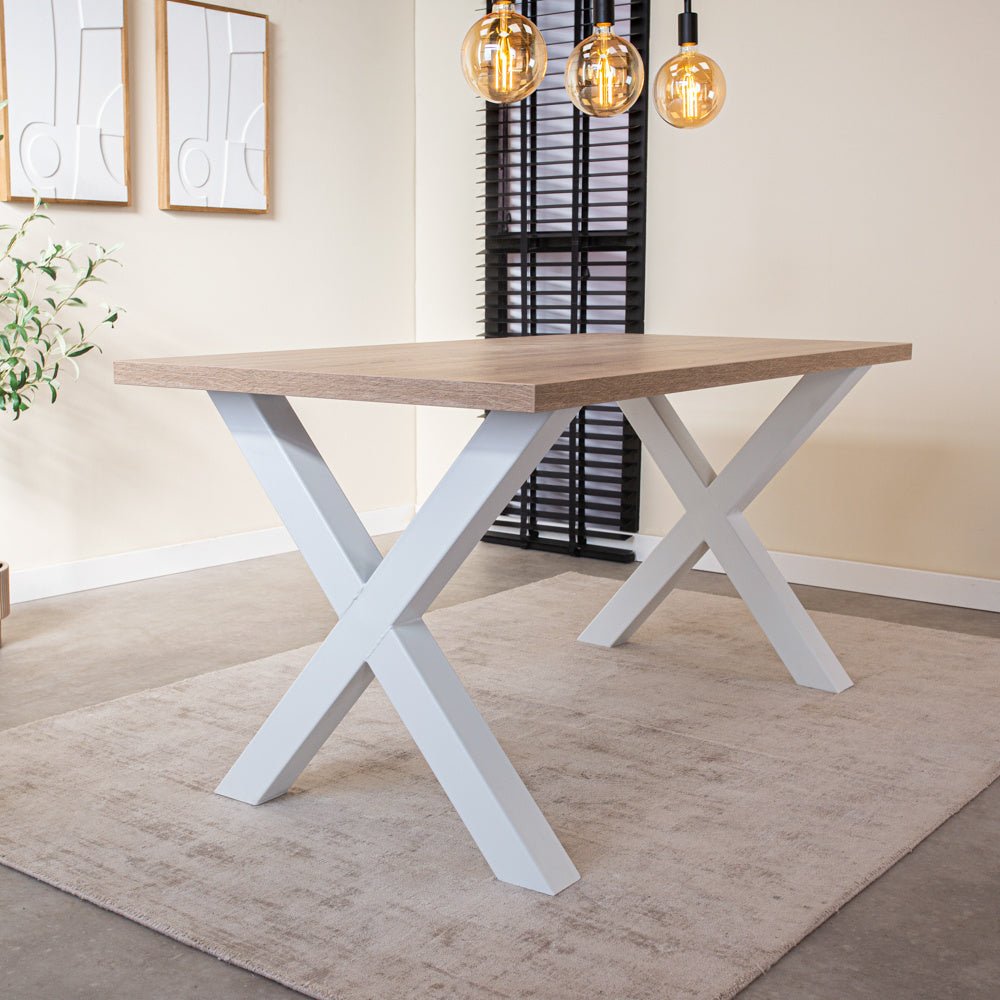 Lenzo Robson Oak table top Dimehouse Brown LxWxH 192x103x7 Melamine Atmospheric photo diagonal front view