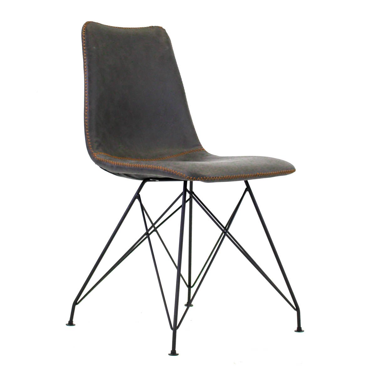 Dining room chair Viano Dimehouse Anthracite LxWxH 64x61x52 Faux leather White photo diagonal front view
